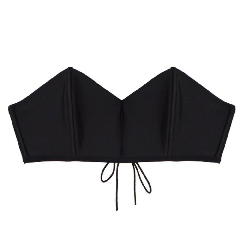 Fleur du Mal Black Strapless Lacing Back Bandeau Small